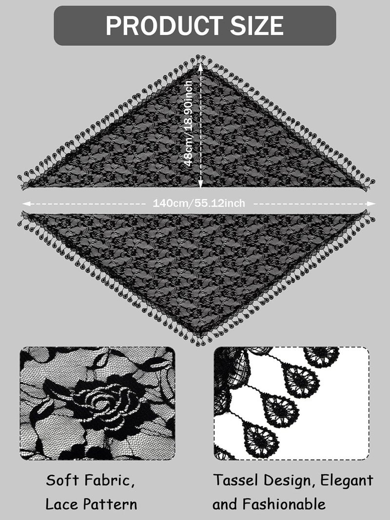BOARDFEB 2 Pcs Mass Veil Triangle Mantilla Cathedral Head Covering Chapel Veil Latin Scarf Latin Mass Head Covering Veils - Image 3